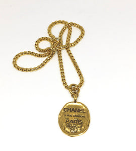 100% Authentic Vintage Repurposed Chanel Gold Oval Tag Necklace