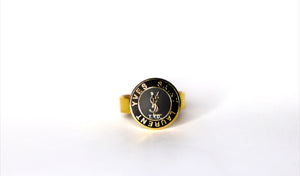 100% Authentic Vintage Repurposed YSL Logo Ring Small