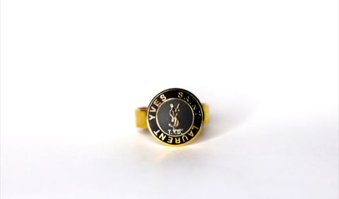 100% Authentic Vintage Repurposed YSL Logo Ring Small