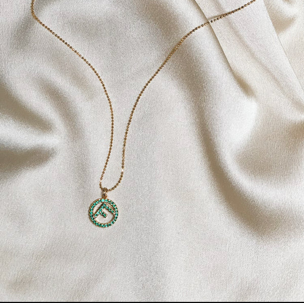 100% Authentic Vintage Repurposed Fendi Crystal Green Pendant Necklace