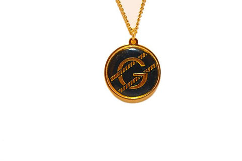 100% Authentic Vintage Repurposed Gucci Gold And Black Pendant Necklace